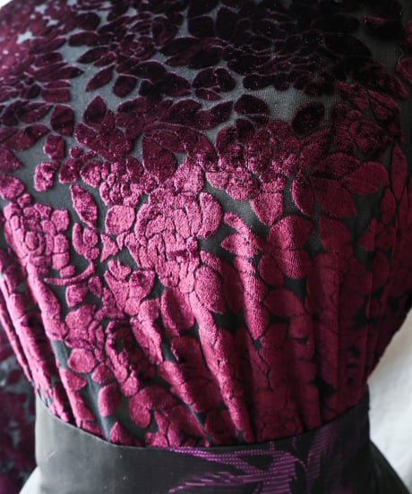 【Seek an nur】Floral Velours×Sheer Tops