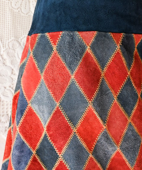【tiny yearn】1970's Vintage Patchwork Suede Skirt