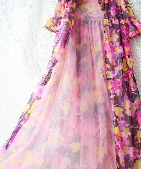 【tiny yearn】1970‘s Art Glow Sheer Night Gown