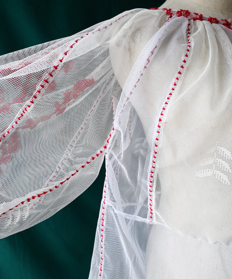 【Seek an nur】Romanian Vintage Embroidered Tulle Blouse