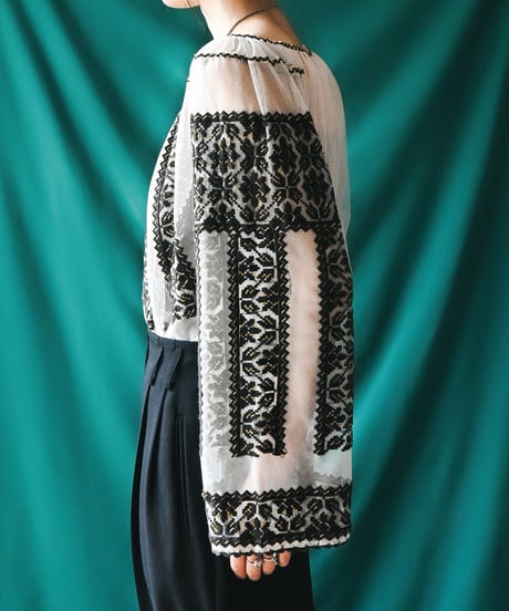 【Seek an nur】Romanian Vintage Beaded Tulle Blouse