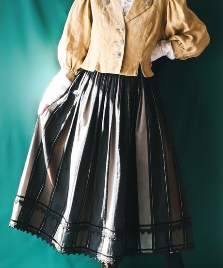 【Seek an nur】Euro Stripe Flare Skirt
