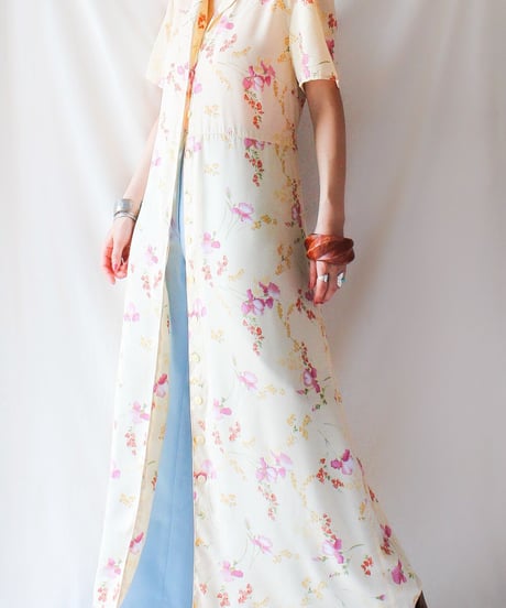 【Seek an nur】Watercolor Floral Shirt Maxi Dress