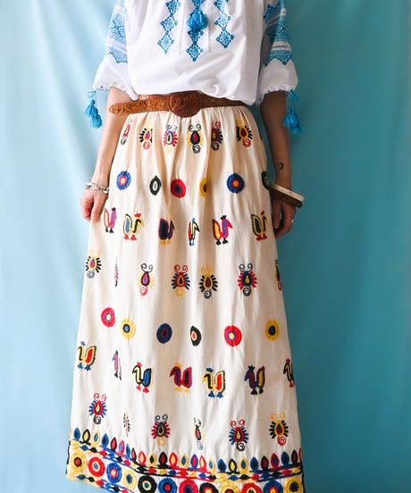 【tiny yearn】1970's Embroidered Ethnic Maxi Skirt