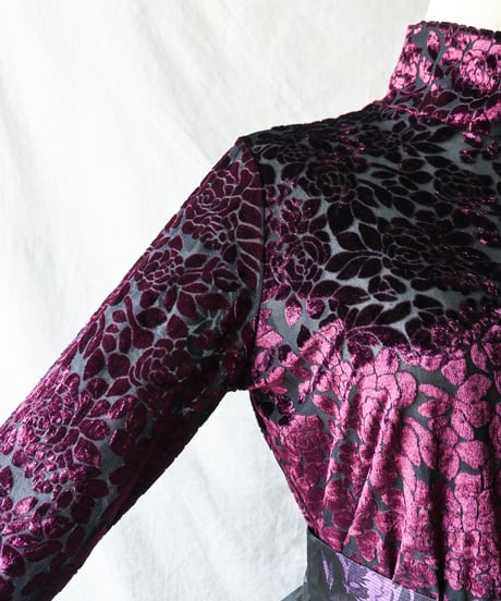【Seek an nur】Floral Velours×Sheer Tops