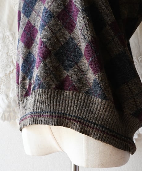 【tiny yearn】Italy Argyle Check Knit Vest
