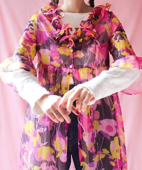 【tiny yearn】1970‘s Art Glow Sheer Night Gown