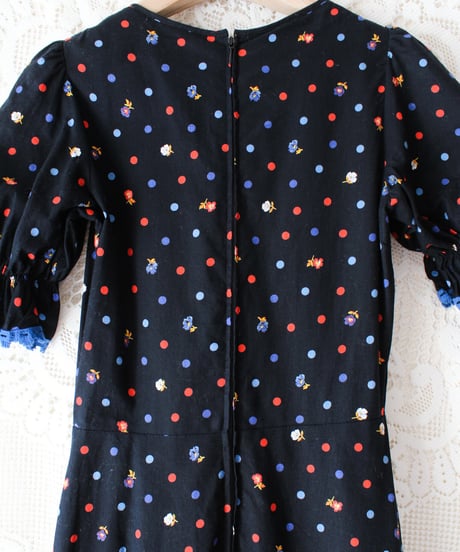 【Seek an nur】1970's German Dot×Floral Maxi Dress