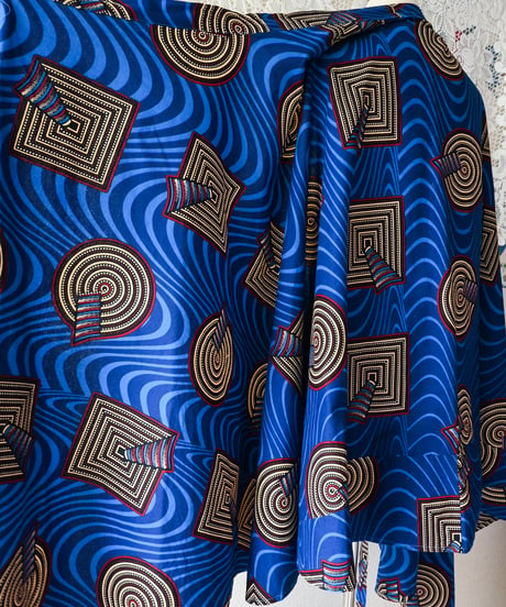 【tiny yearn】African Batik Wrap Flare Skirt