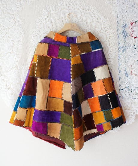 【tiny yearn】1970's Vintage Patchwork Suede Cape