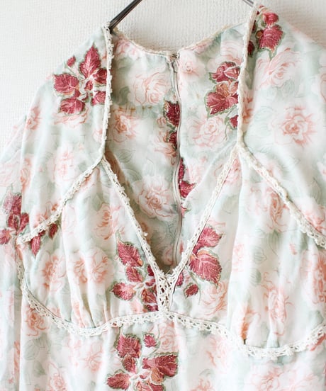 【Seek an nur】1970's Flower Sheer Maxi Dress