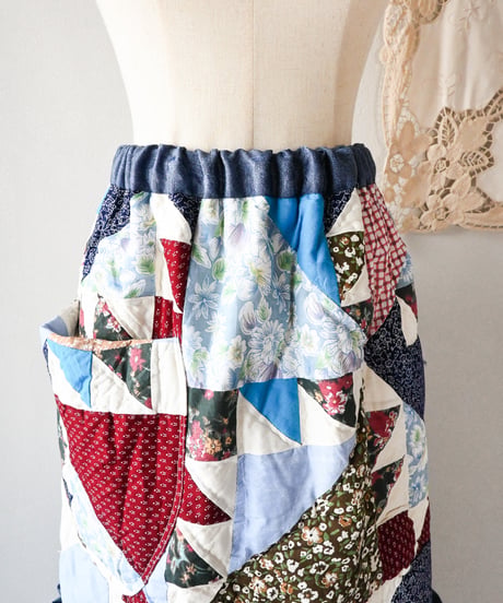 【tiny yearn】Crazy Quilted Patchwork Skirt