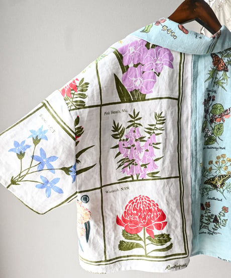 【curoam】Vintage tea towel patchwork shirt