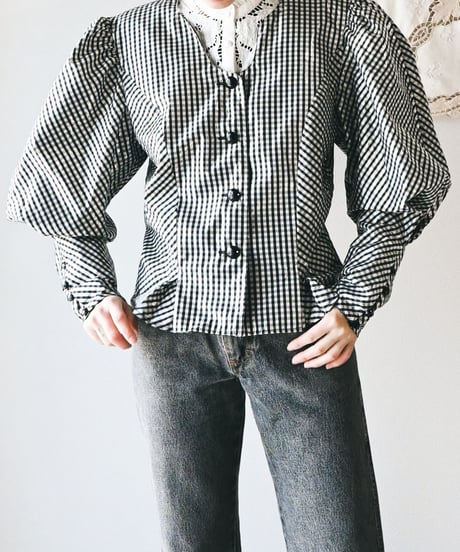 【Seek an nur】Euro Balloon Check Blouse