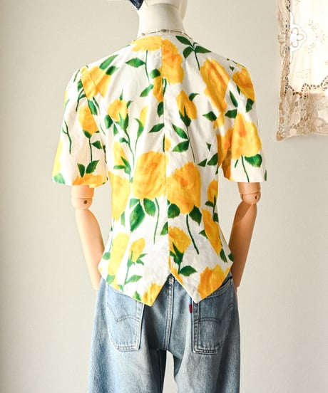 【curoam】French floral art blouse