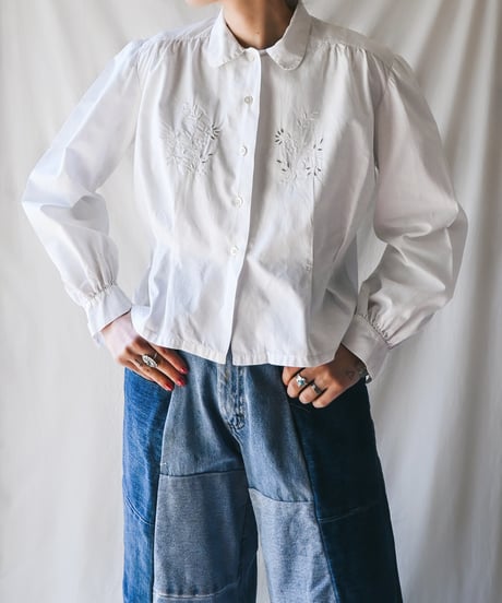【Seek an nur】⁡1900~20's Embroidered Night Blouse
