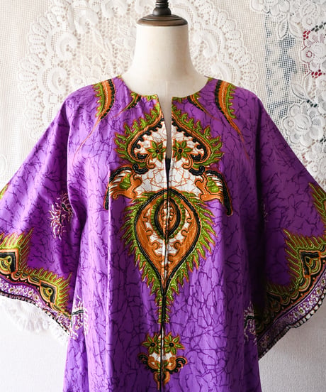 【tiny yearn】African Batik Boubou Maxi Dress
