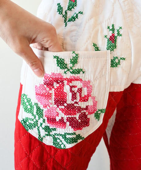 【tiny yearn】Vintage patchwork quilted pants