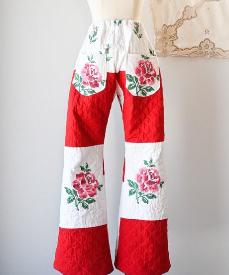 【tiny yearn】Vintage patchwork quilted pants