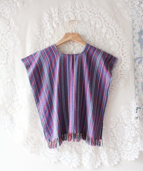 【tiny yearn】Vintage Guatemalan Stripe Fringe Vest