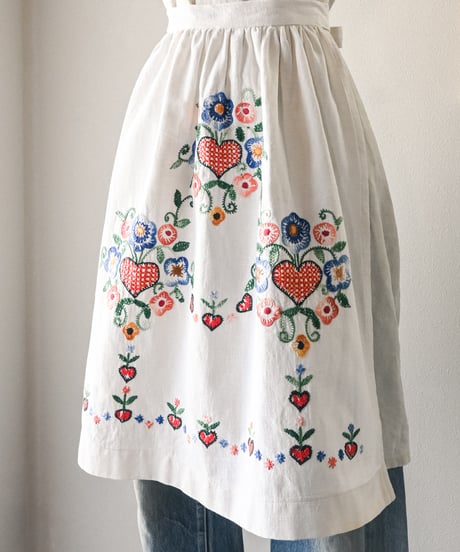 【Seek an nur】Euro Embroidered linen waist apron