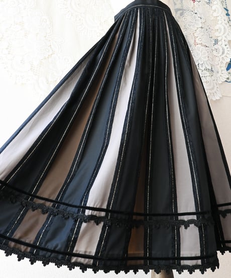 【Seek an nur】Euro Stripe Flare Skirt