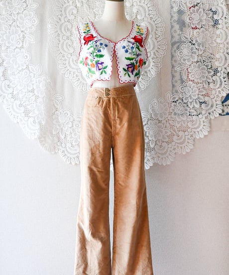 【tiny yearn】Beige Velours Flare Pants