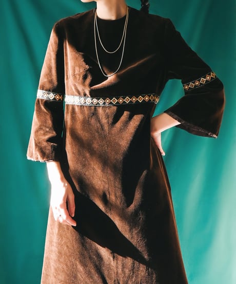 【Seek an nur】1970's Euro Velour Maxi Dress