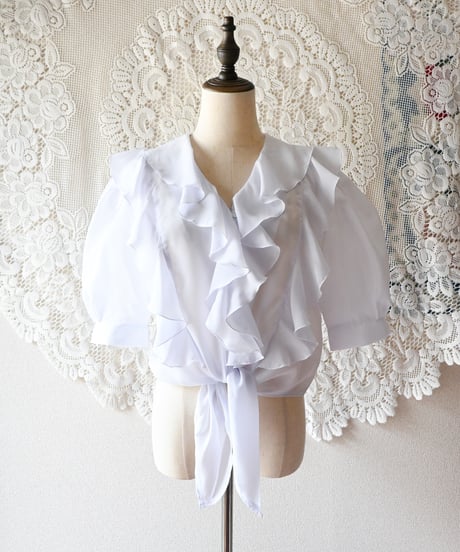 【Seek an nur】Euro Frill White Tie Blouse