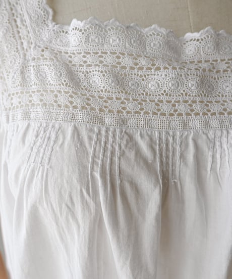 【Seek an nur】1900-20's antique cotton night dress