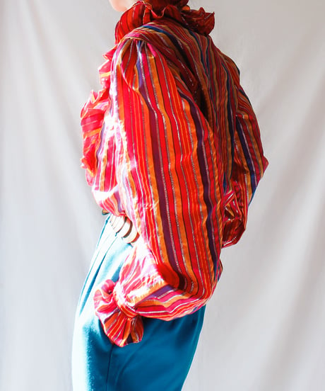 【tiny yearn】Italy Mulch Stripe Frill Design Blouse