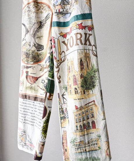 【curoam】Vintage tea towel patchwork pants