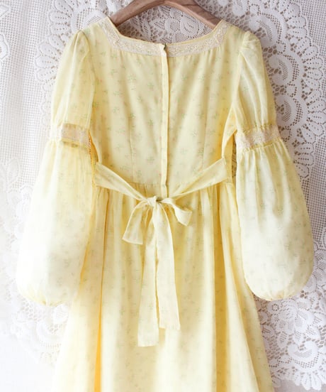 【tiny yearn】1970's USA Floral Lace Sheer Maxi Dress