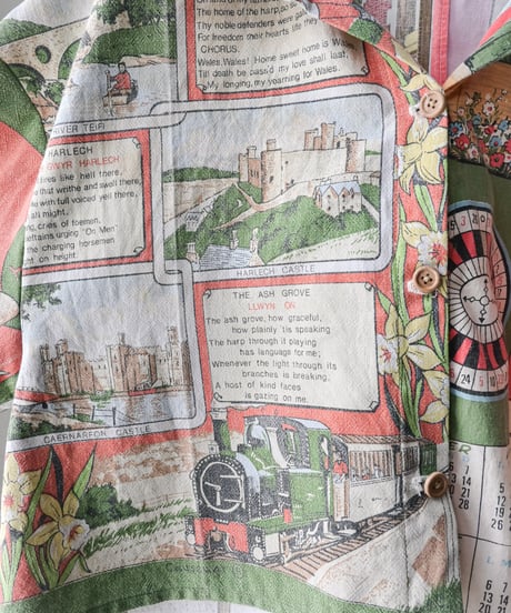 【curoam】Vintage tea towel patchwork shirt