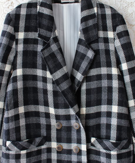 【Seek an nur】Euro Check Wool Tailored Over Jacket