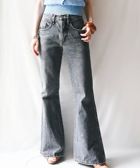 【Seek an nur】Black Flare Denim Pants