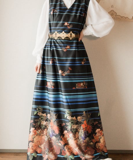 【tiny yearn】1970's euro floral maxi dress