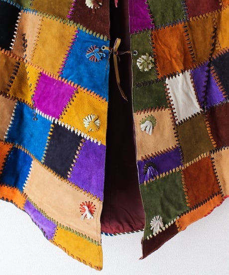 【tiny yearn】1970's Vintage Patchwork Suede Cape