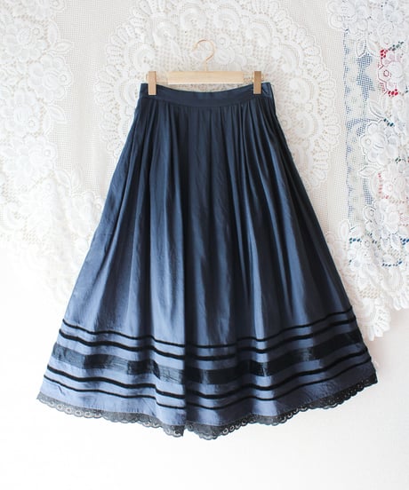 【Seek an nur】Euro Ribbon Lace Silk Maxi Skirt