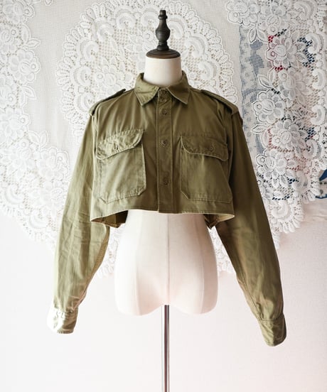 【Seek an nur】Greece Military Cropped Shirt/Khaki
