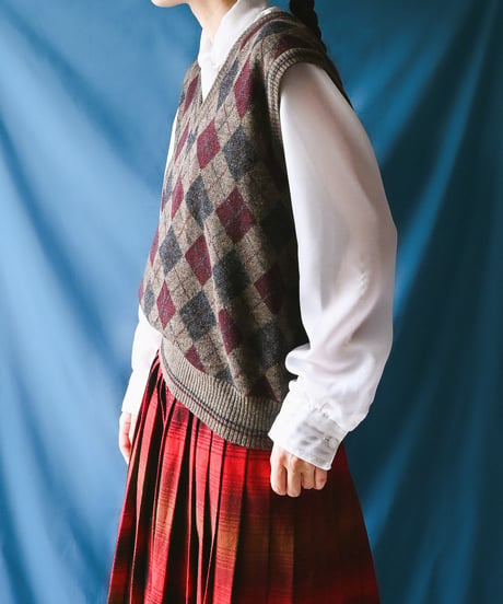 【tiny yearn】Italy Argyle Check Knit Vest