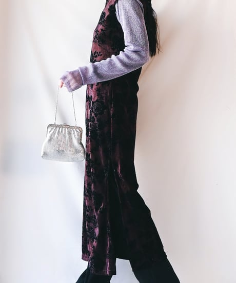 【Seek an nur】France Flocked Velour Chinese Dress