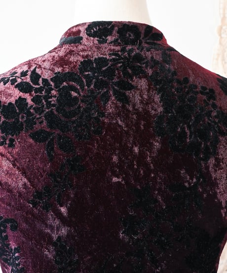【Seek an nur】France Flocked Velour Chinese Dress