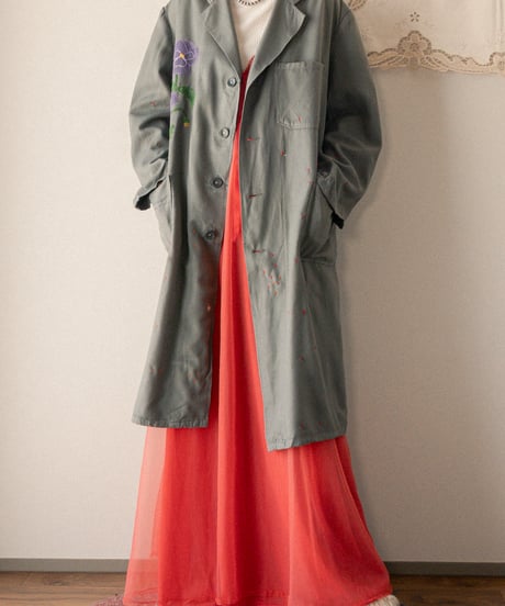【tiny yearn】⁡60's French Embroidered Painted Work Coat