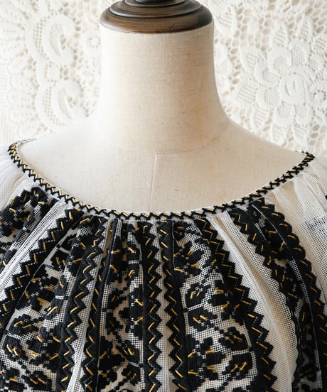 【Seek an nur】Romanian Vintage Beaded Tulle Blouse