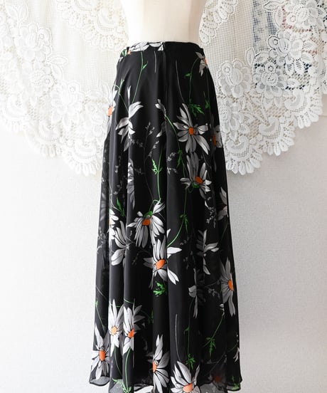 【tiny yearn】1970's Euro Floral Sheer Maxi Skirt