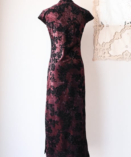 【Seek an nur】France Flocked Velour Chinese Dress