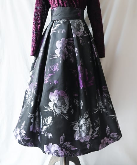 【Seek an nur】Euro Floral Satin Skirt