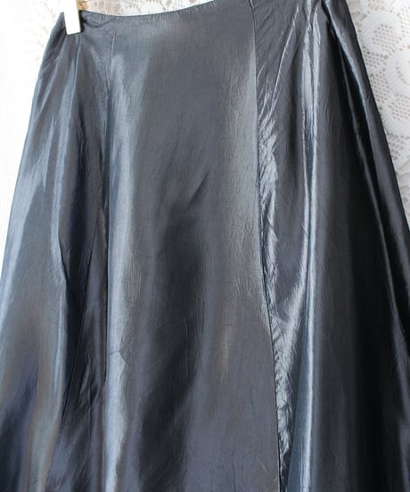 【tiny yeran】Metallic Gray Flare Long Skirt