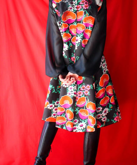 【tiny yearn】1970's German Trevira Floral Dress